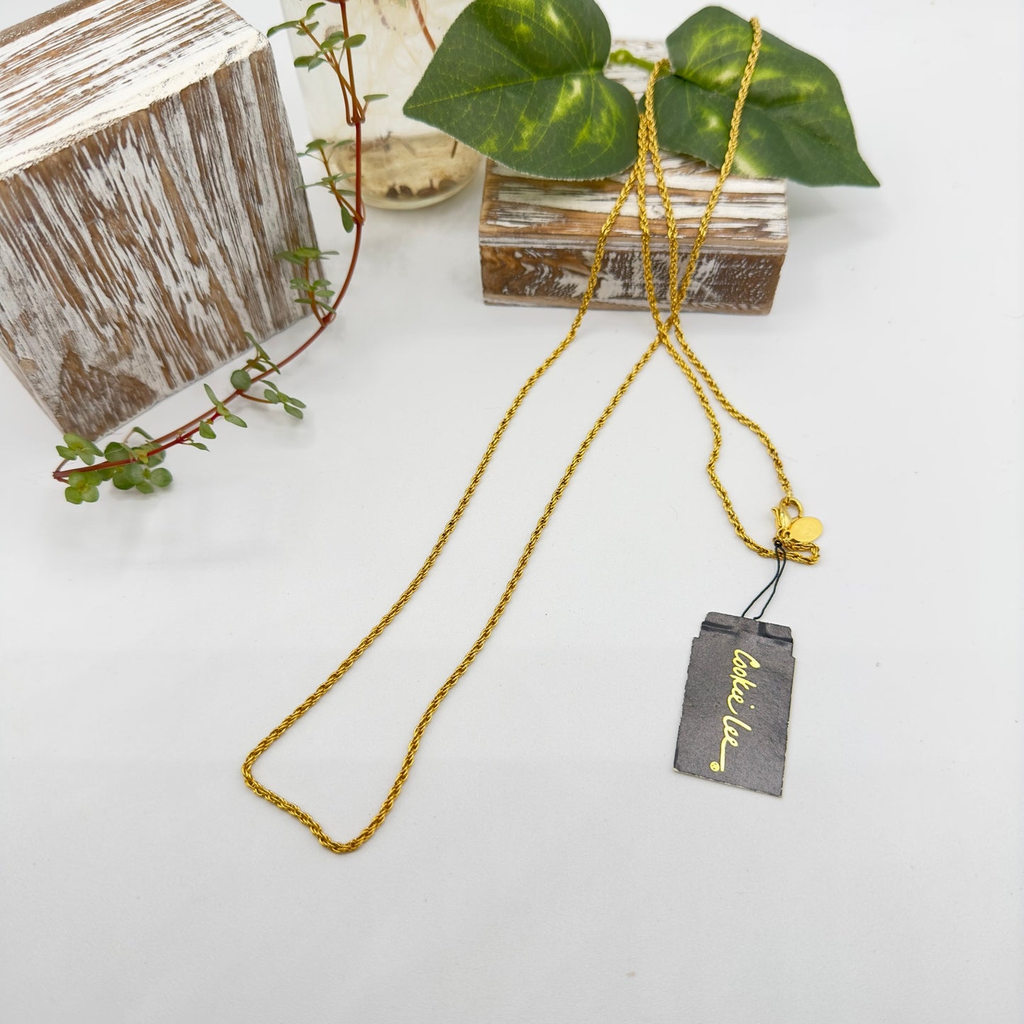 Vintage Cookie Lee Gold Thin Rope Chain Necklace