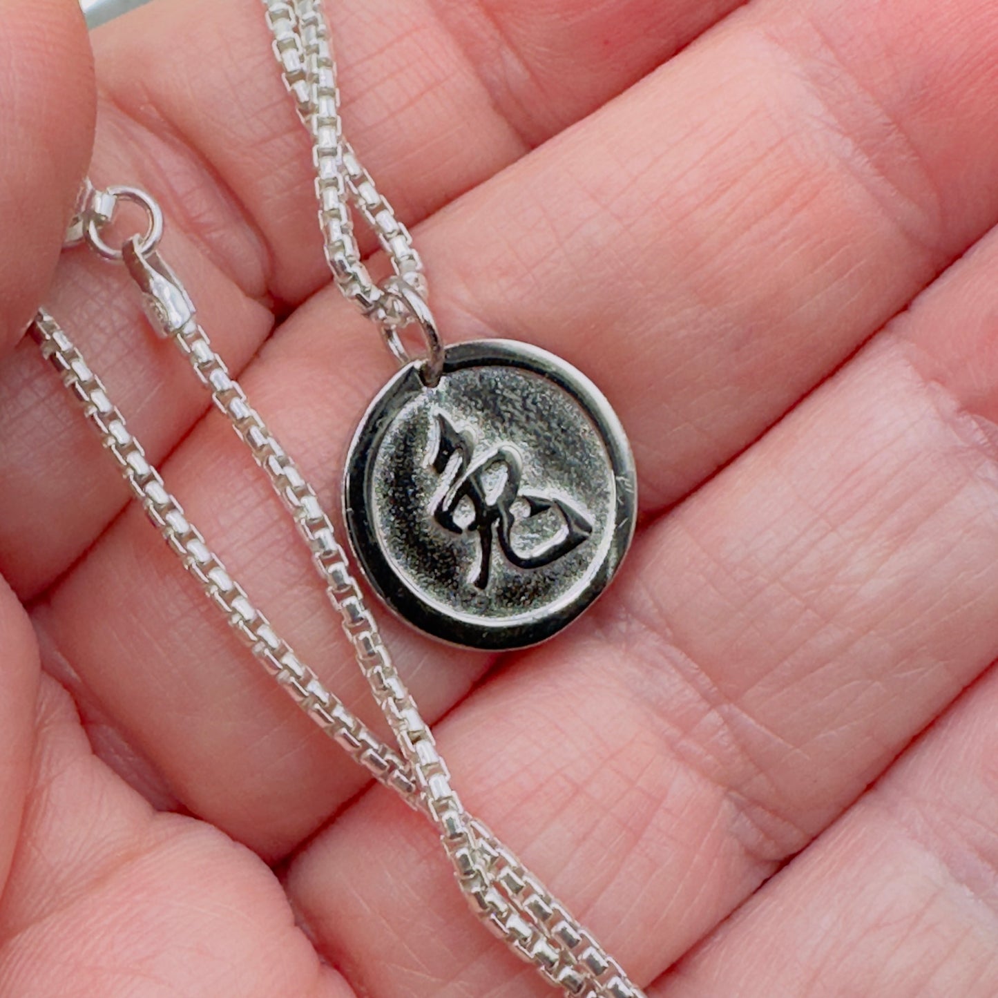 Chinese Zodiac Year of The Rabbit Pendant Necklace Sterling Silver