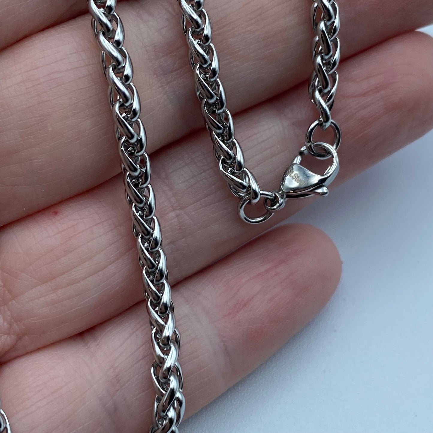 20 Inch Stainless Steel Wheat Chain With Lobster Claw Clasp, Unisex