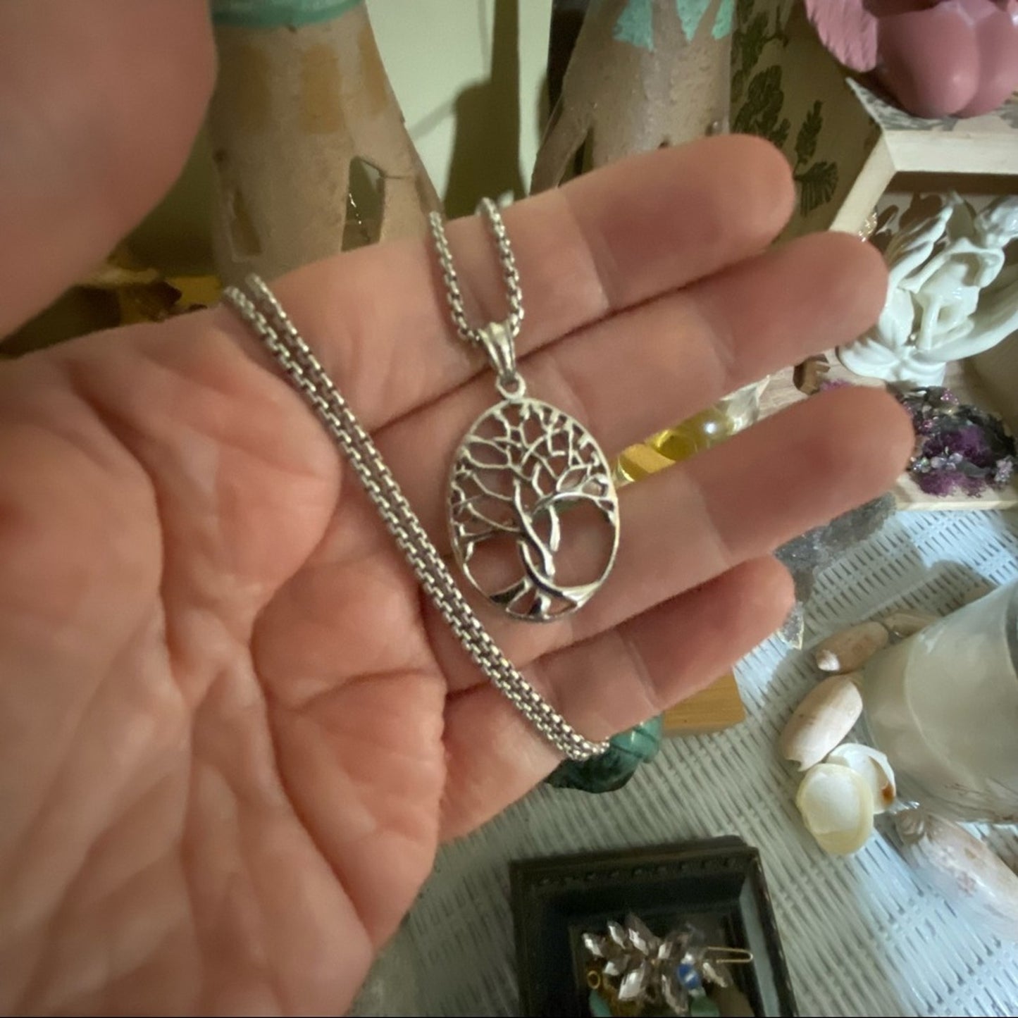 Tree Of Life Stainless Steel Necklace Rounded Box Chain