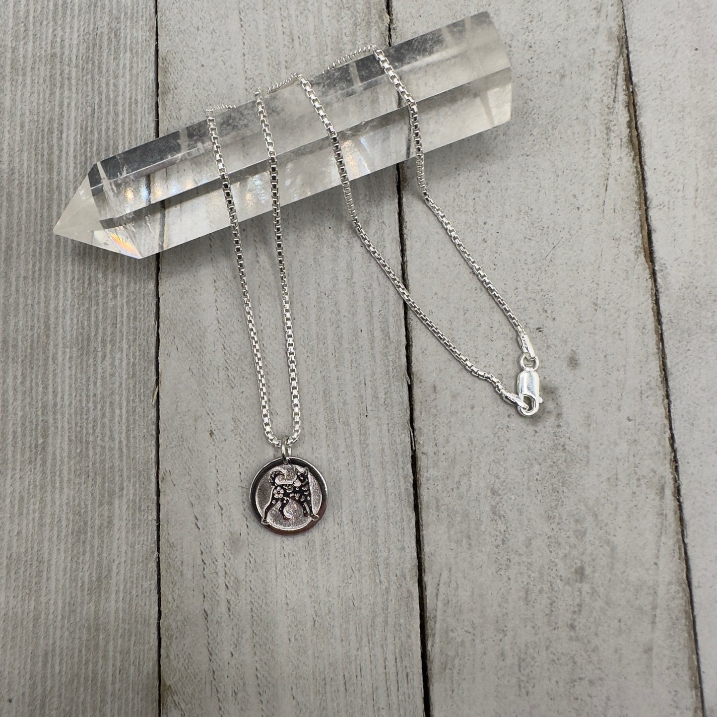 Chinese Zodiac Dog Pendant Necklace Sterling Silver