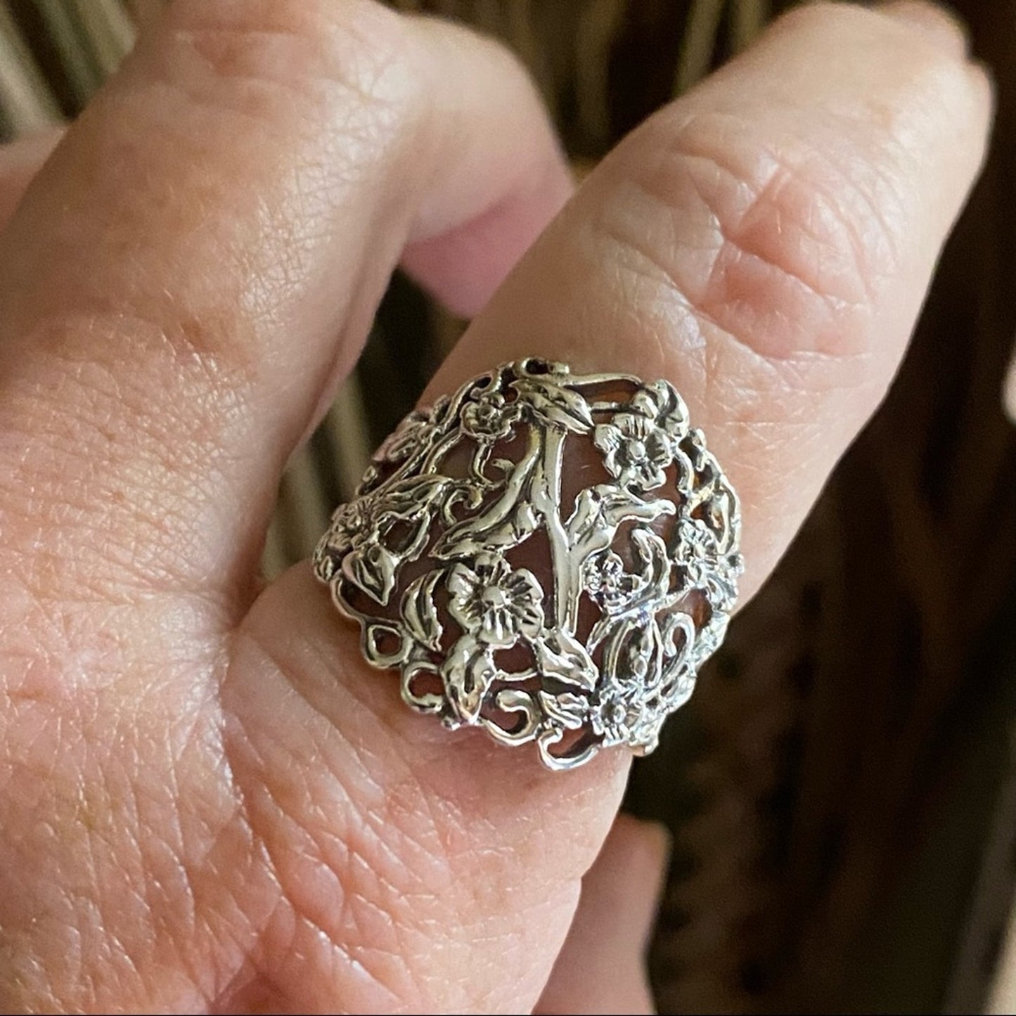 Plumeria Sterling Silver Ring Floral Ring Boho Ring