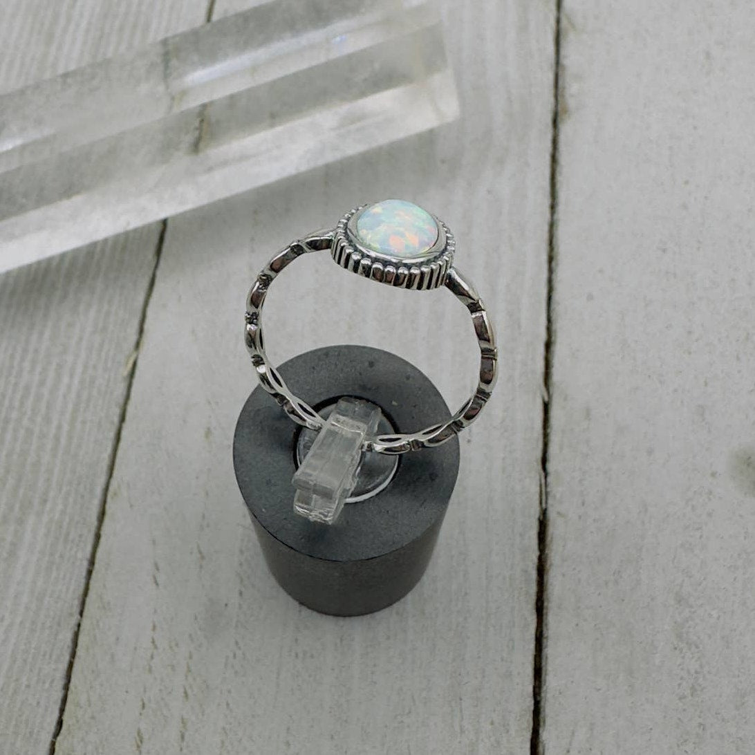 Lab Opal Sterling Silver Ring