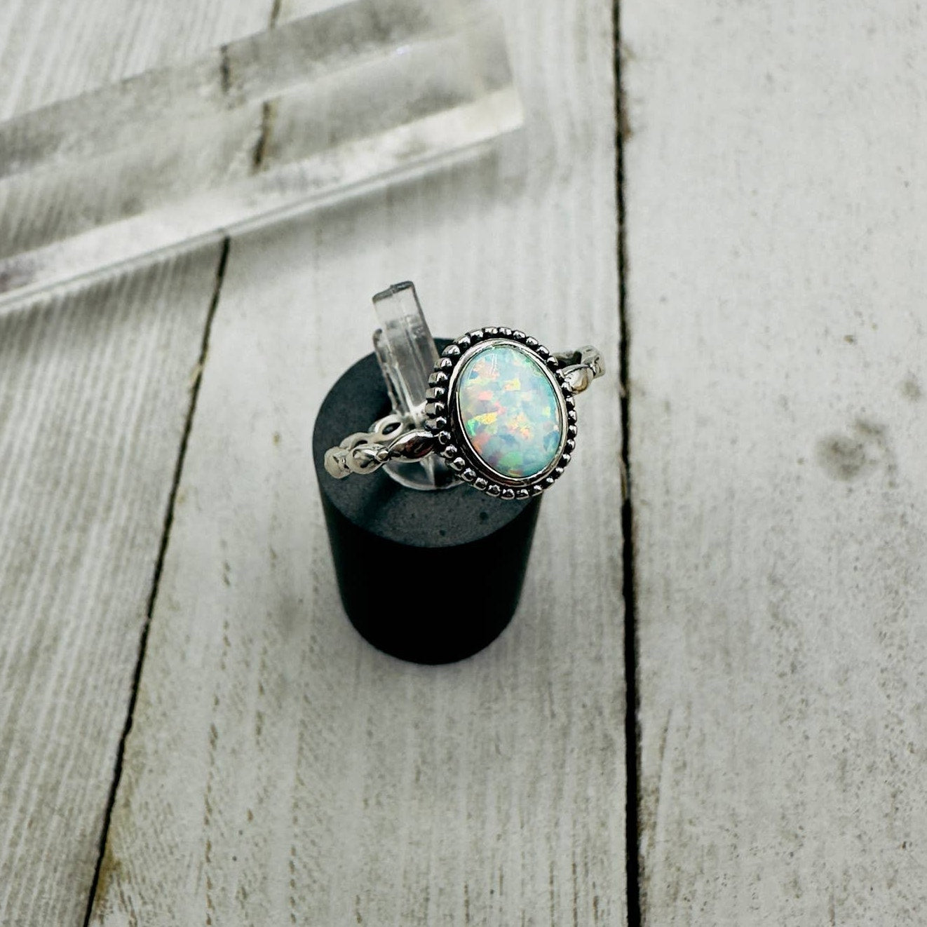 Lab Opal Sterling Silver Ring