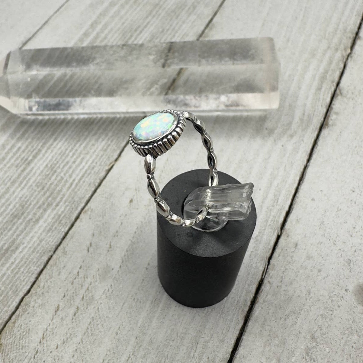 Lab Opal Sterling Silver Ring