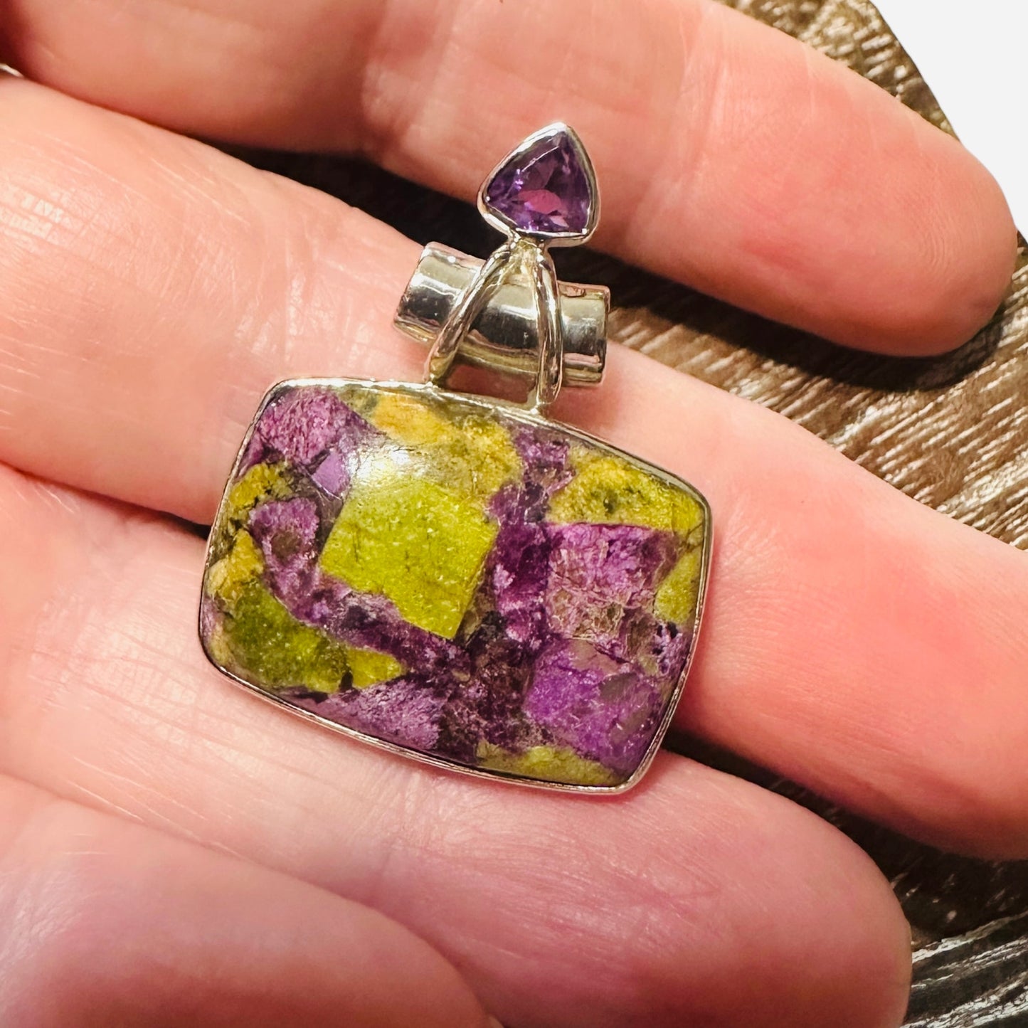 925 Sterling Silver Atlantis & Amethyst Pendant-Natural Gemstone