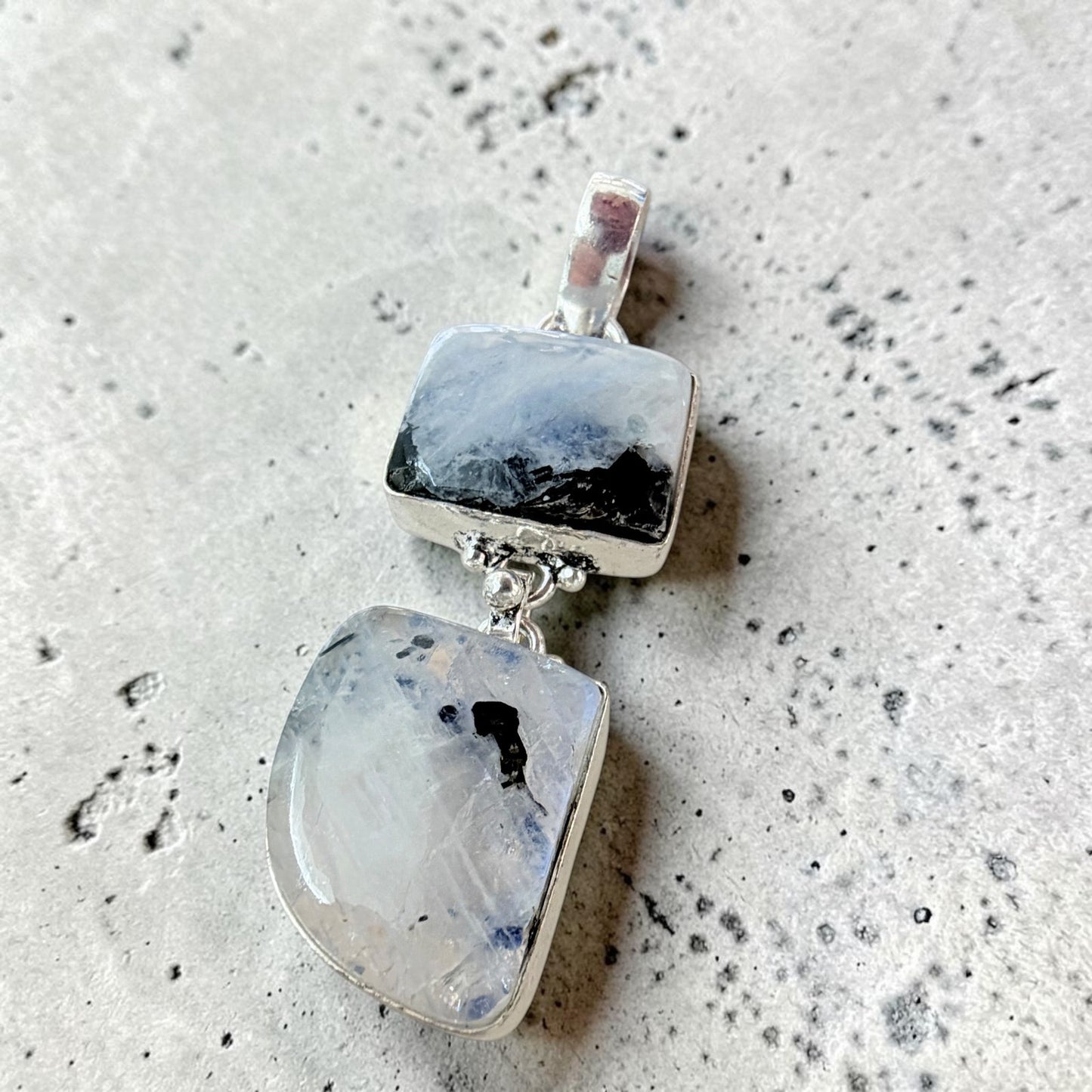Rainbow Moonstone 925 Silver Plated Pendant