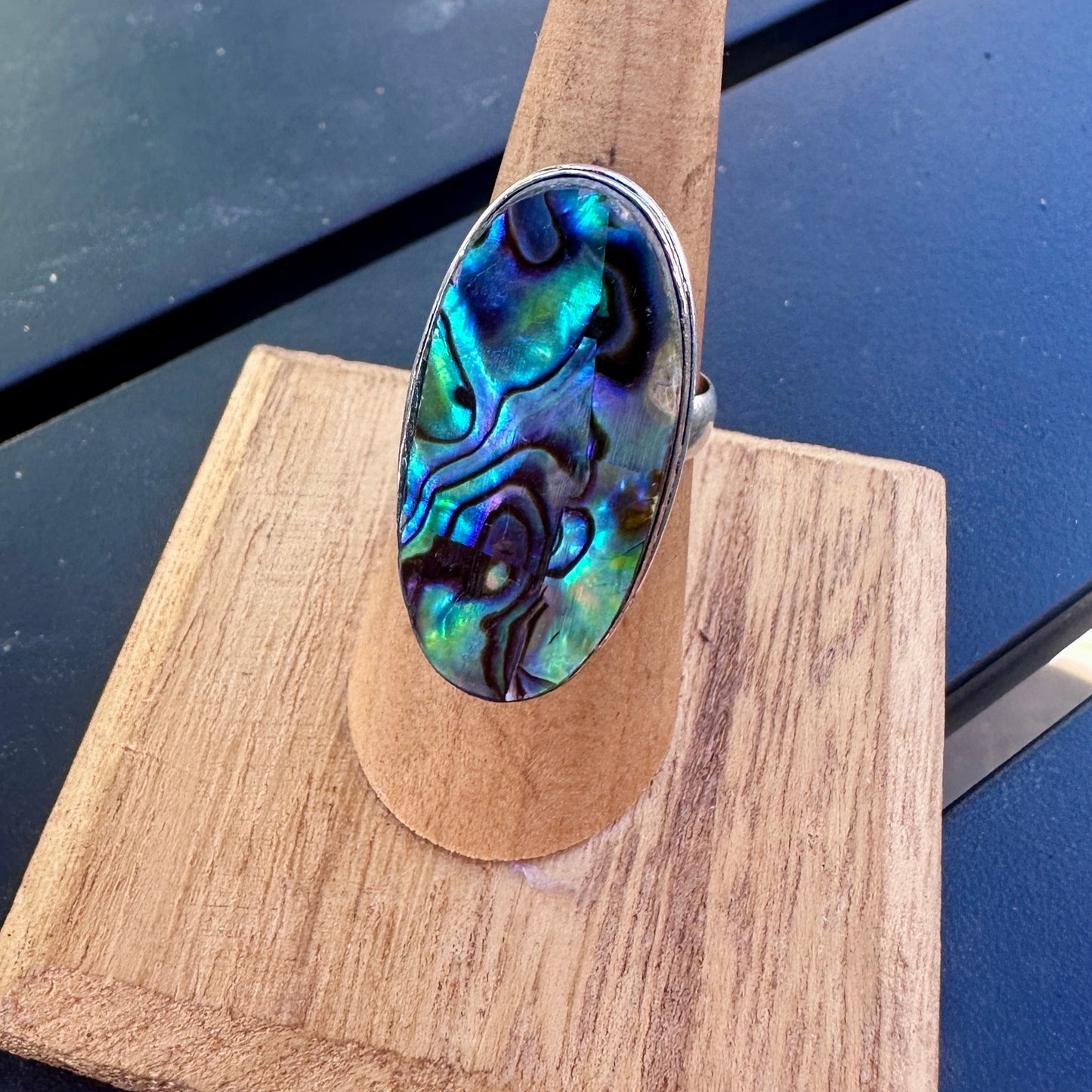 925 Sterling Plated Abalone Ring
