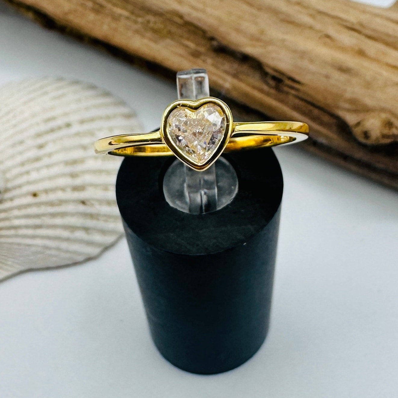 Gold Plated Sterling Silver Cz Heart Ring