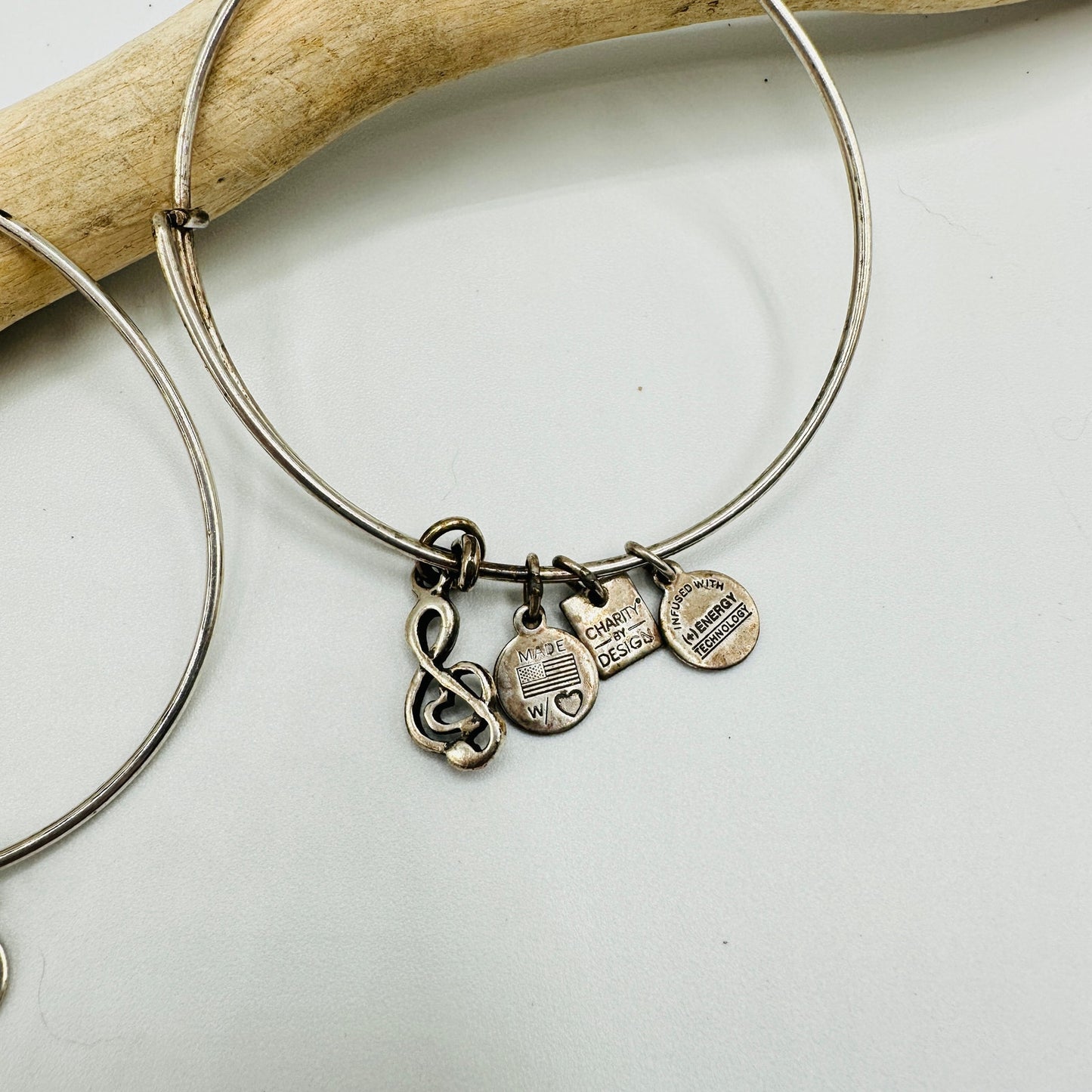 Alex & Ani Bangle Music Note and Dove Bracelet Set