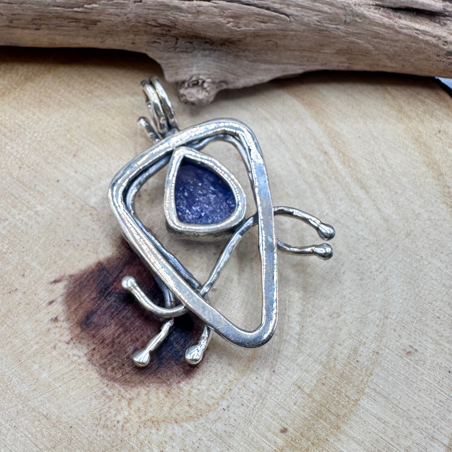 Sterling Silver Artisan Pendant – Rough Tanzanite Stone