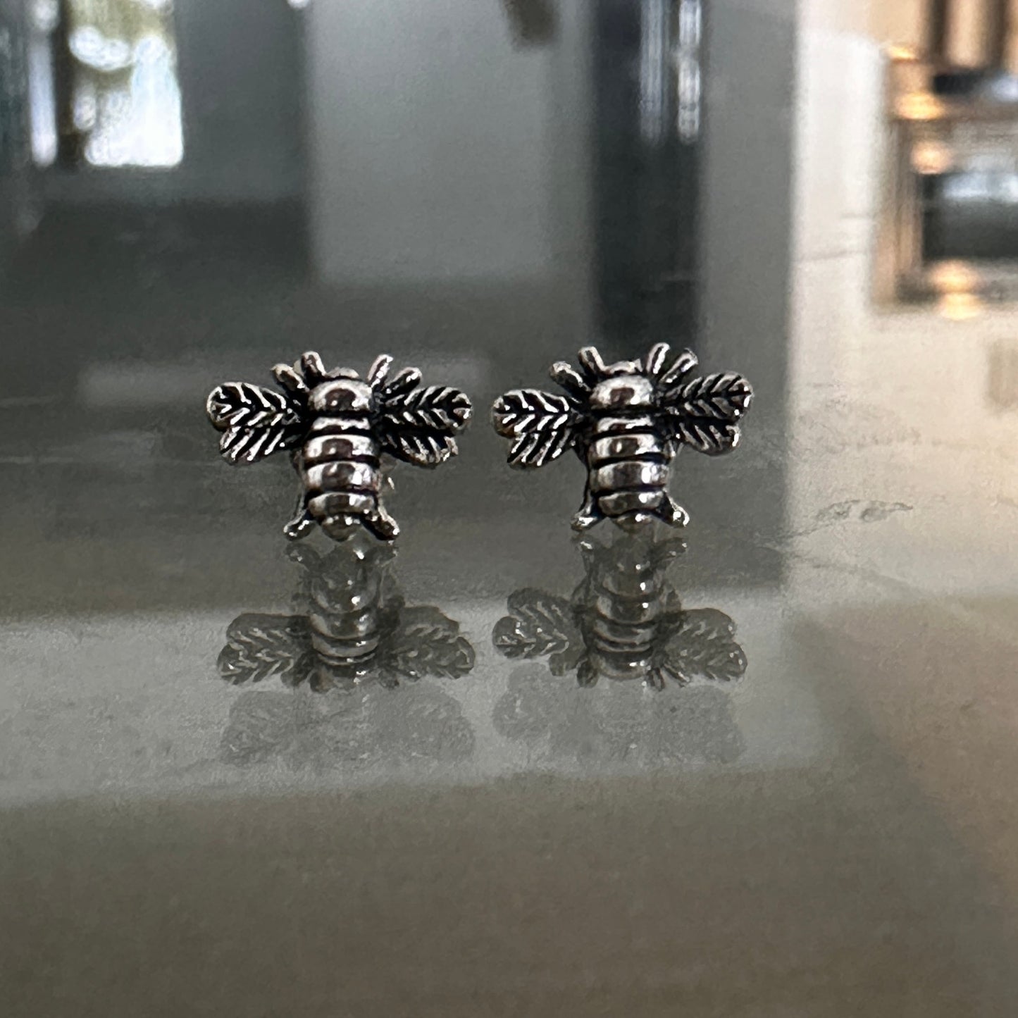 Bumble Bee Sterling Silver Stud Earrings