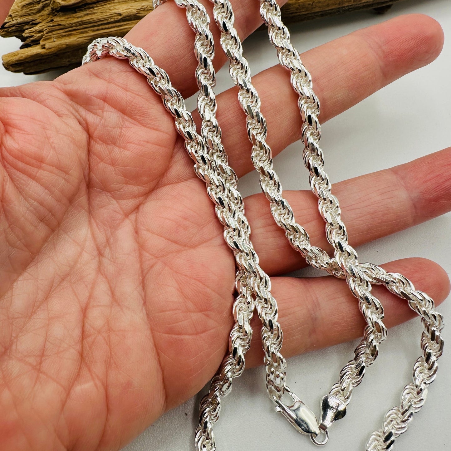 Solid Sterling Silver Italian Rope Chain Unisex