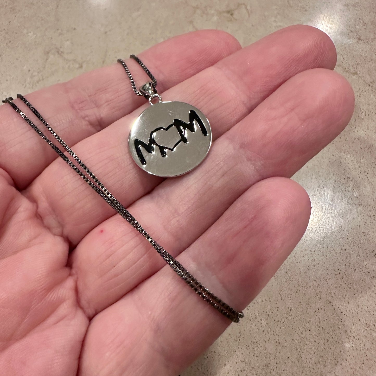 Sterling Silver "Im so glad you're my mom" Necklace-Rhodium Plated Chain