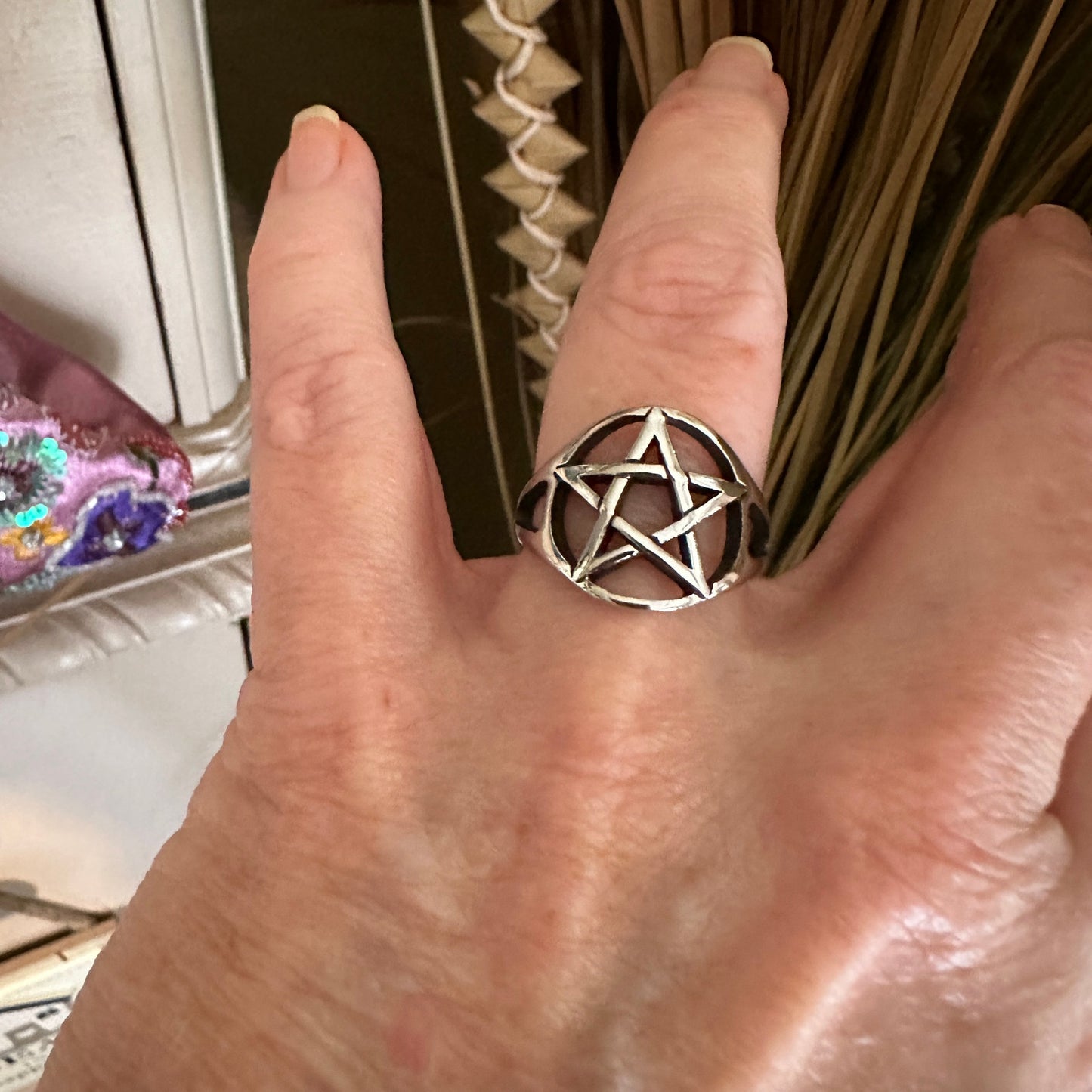Stainless Steel Classic Pentagram Ring With Split Shank Unisex