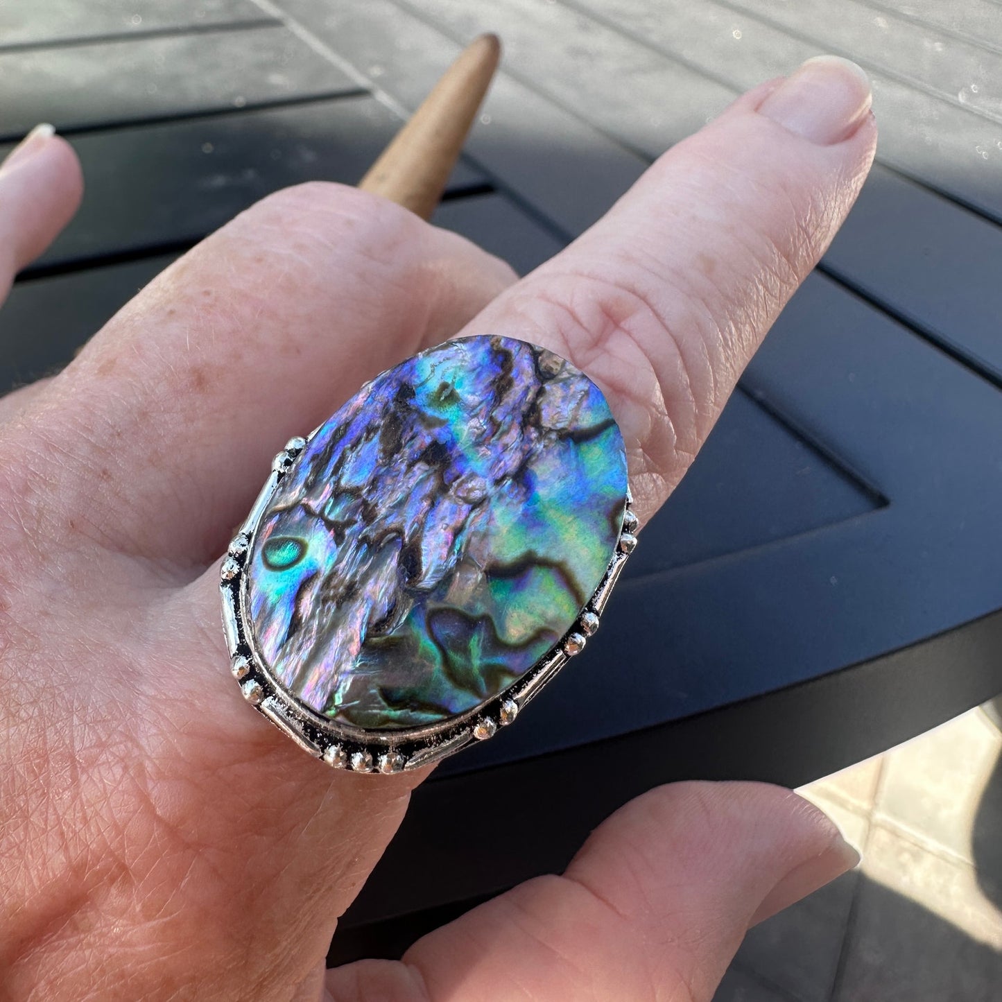 Abalone Sterling Silver Plated Ring