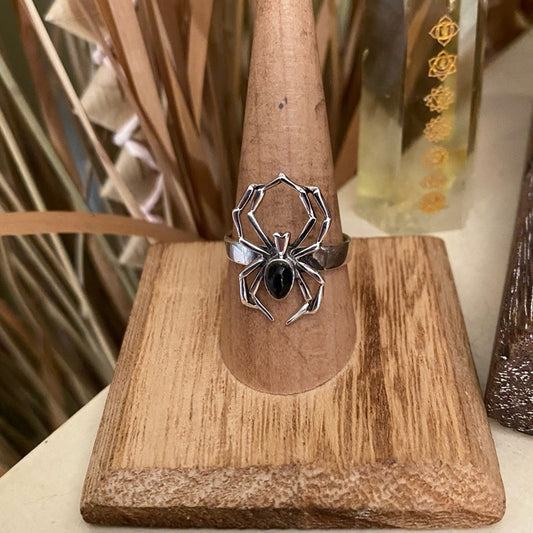 Spider Black Onyx Sterling Silver Ring