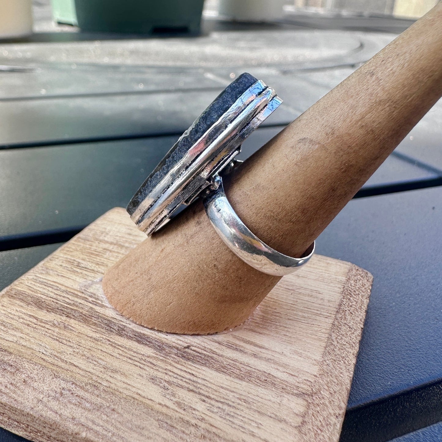 925 Sterling Plated Abalone Ring