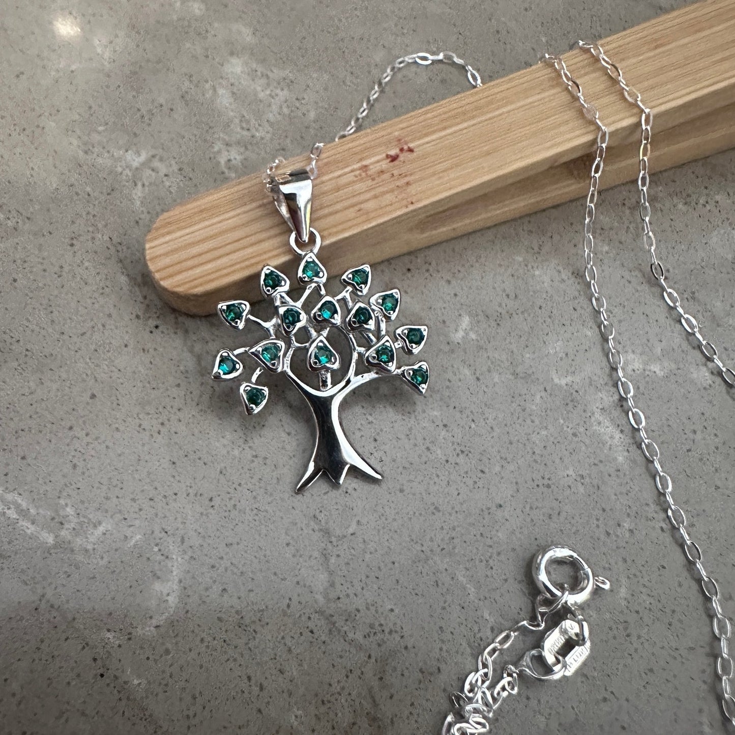 Tree of Life Sterling Silver CZ Necklace