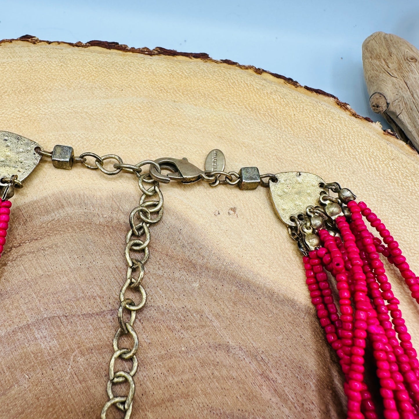Chico’s Vintage Red/Pink Tones Multi-Strand beaded Statement Necklace