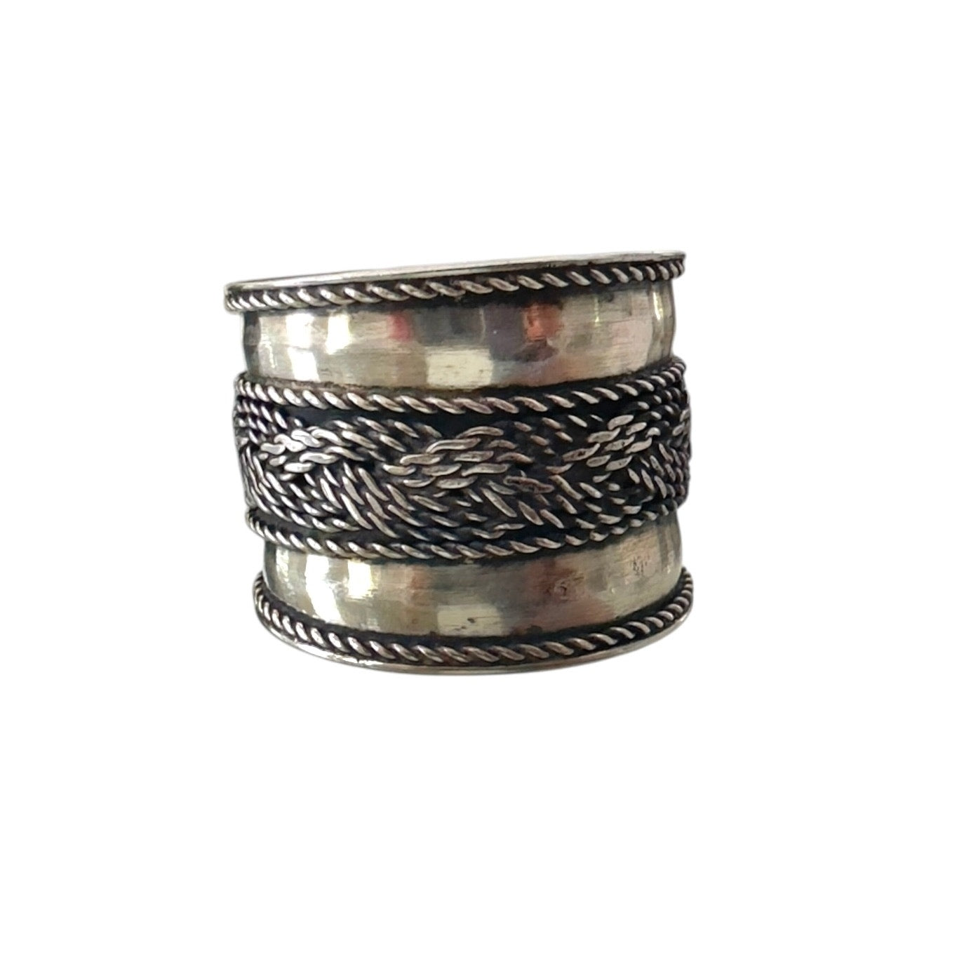 Sterling Silver Wide Band Bali Ring
