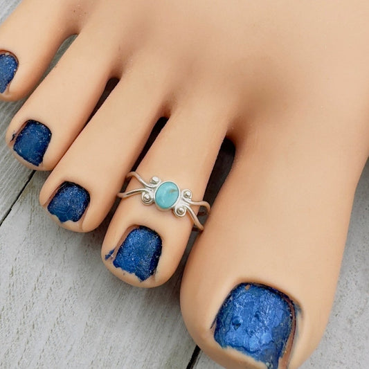 Turquoise Sterling Silver Adjustable Toe Ring