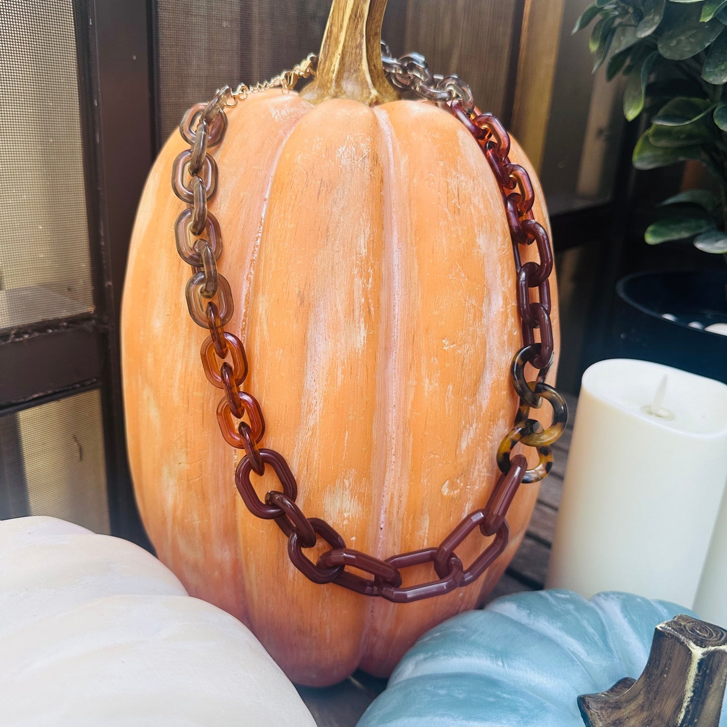 Banana Republic Multi-Tone Lucite Chain-Link Statement Necklace