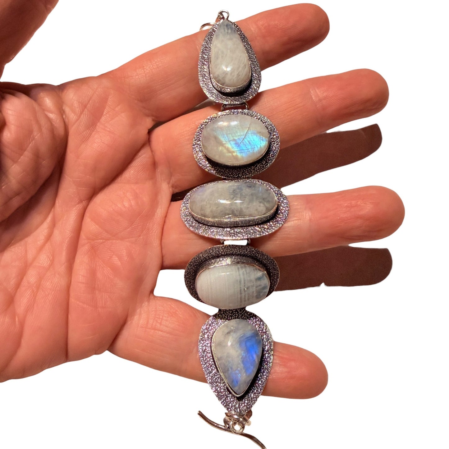 Rainbow Moonstone Bracelet Sterling Silver Plated
