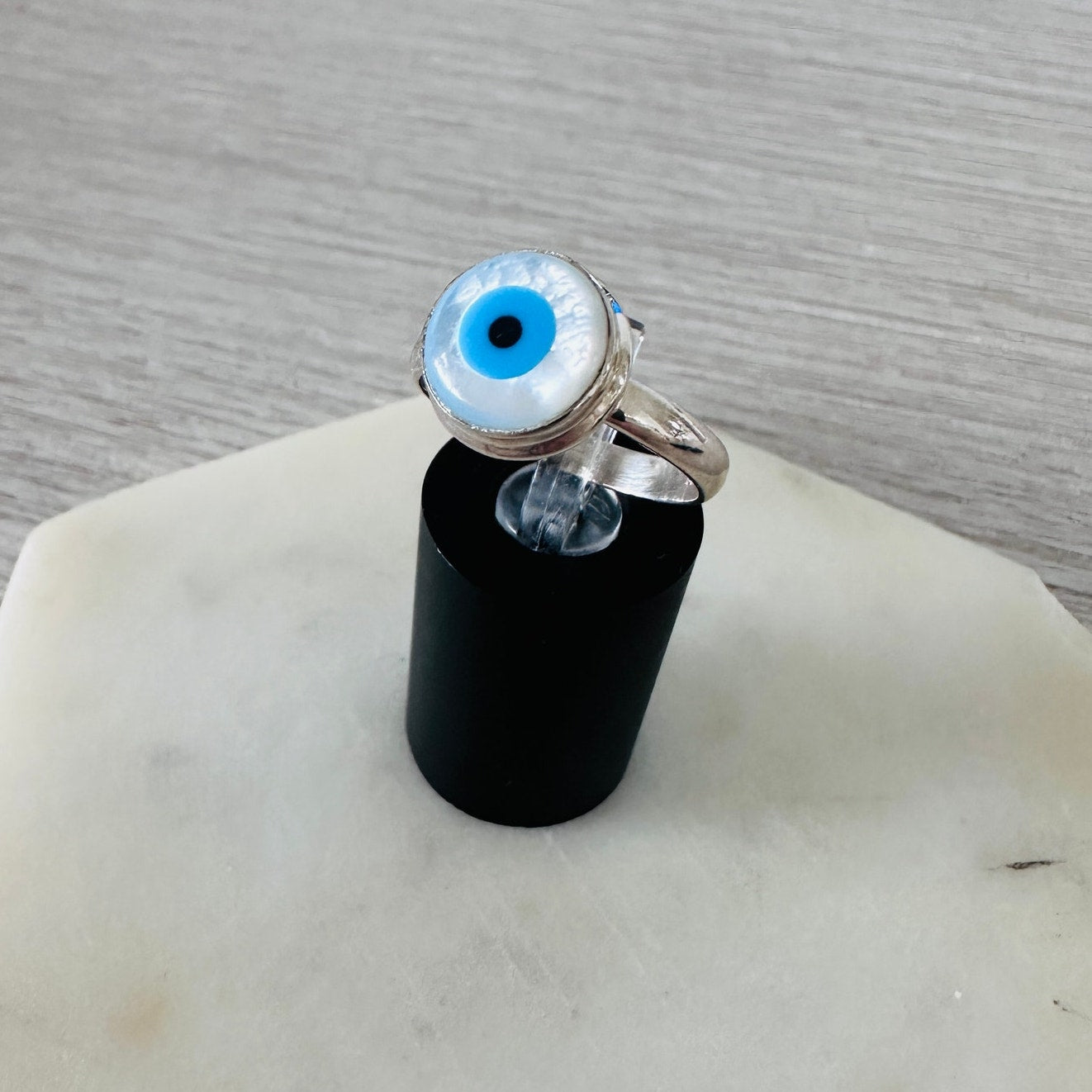 Evil Eye Composite Shell And Turquoise Sterling Silver Ring