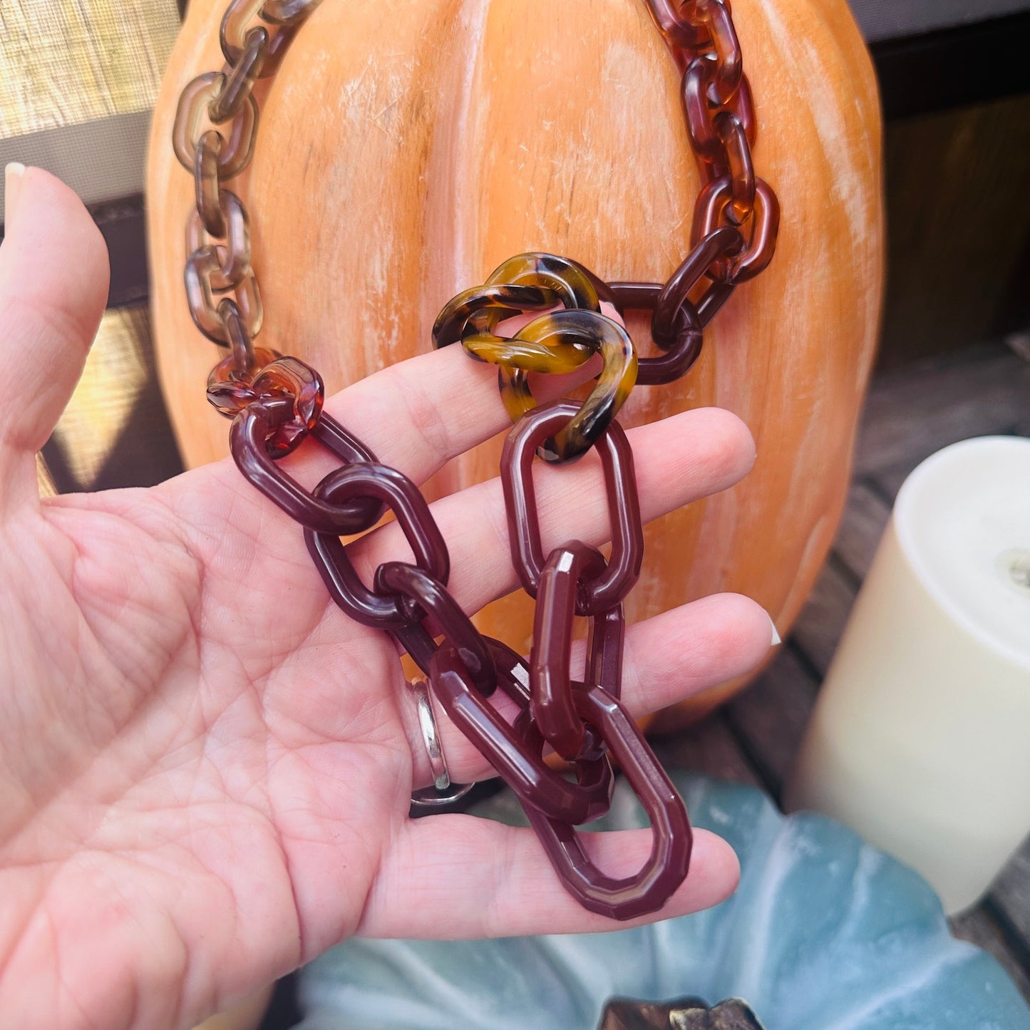 Banana Republic Multi-Tone Lucite Chain-Link Statement Necklace