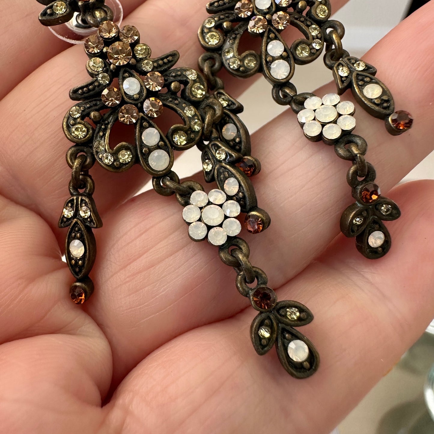 Vintage Victorian Style Floral Chandelier Earrings