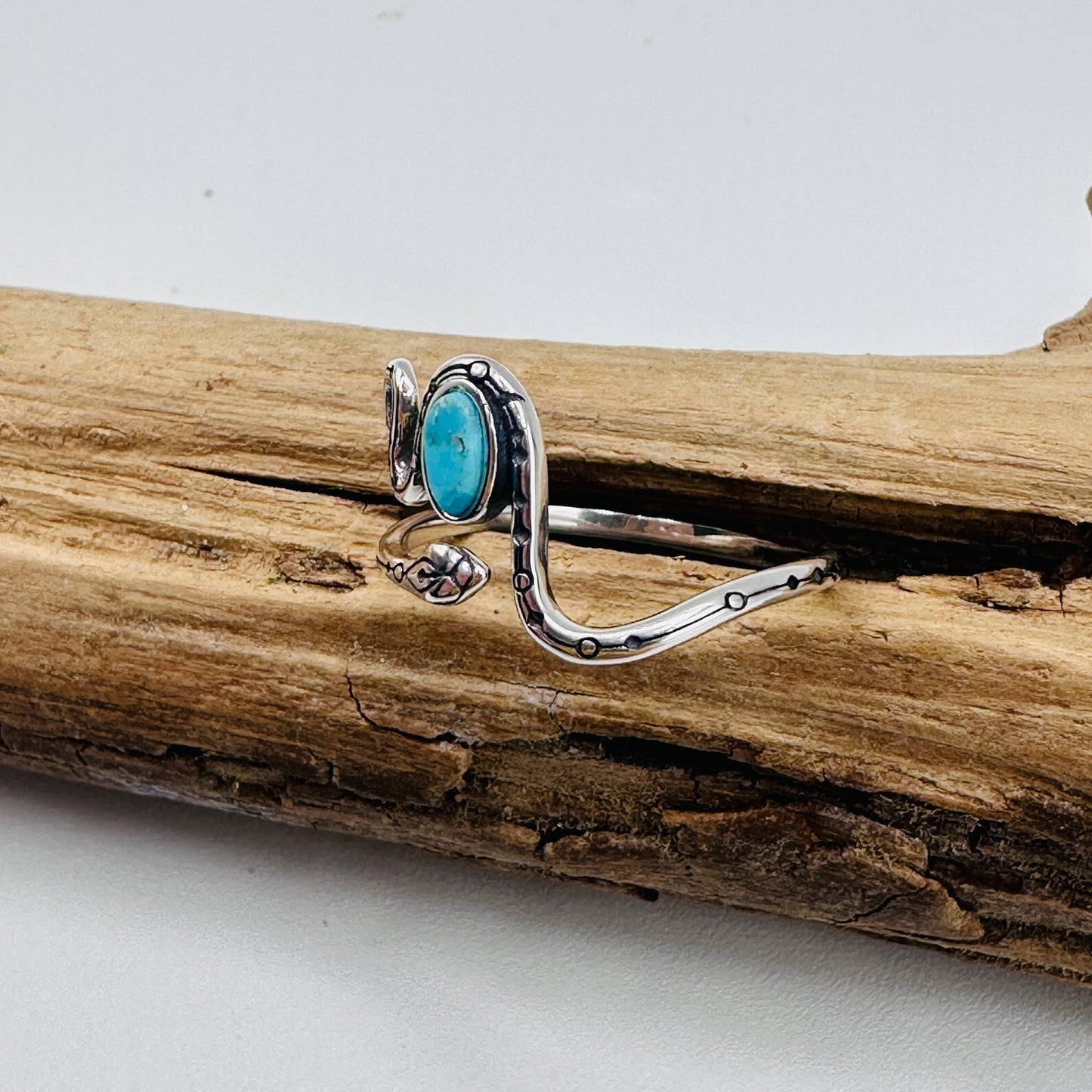 Snake Turquoise Sterling Silver Ring, Boho Ring, Gemstone Ring