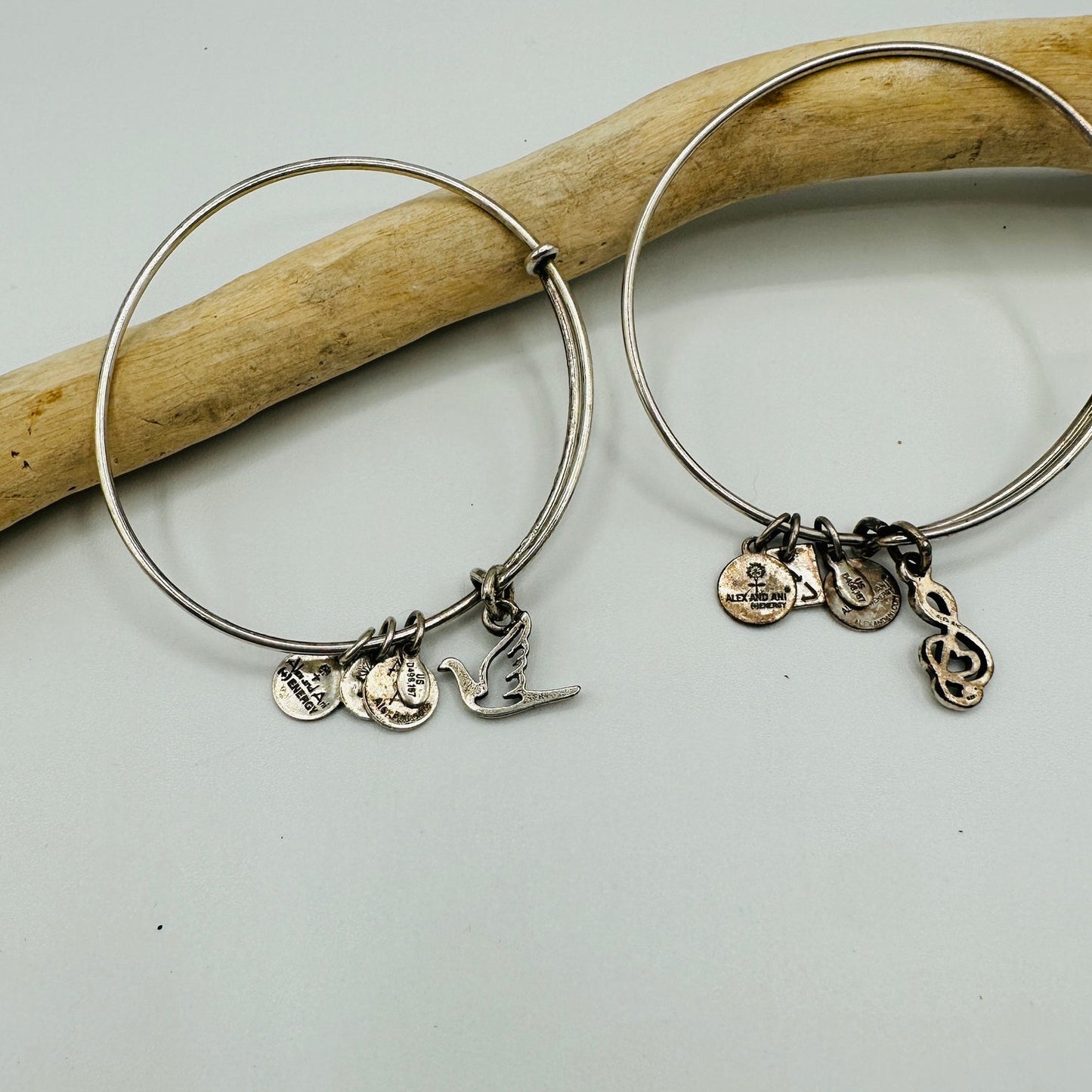 Alex & Ani Bangle Music Note and Dove Bracelet Set