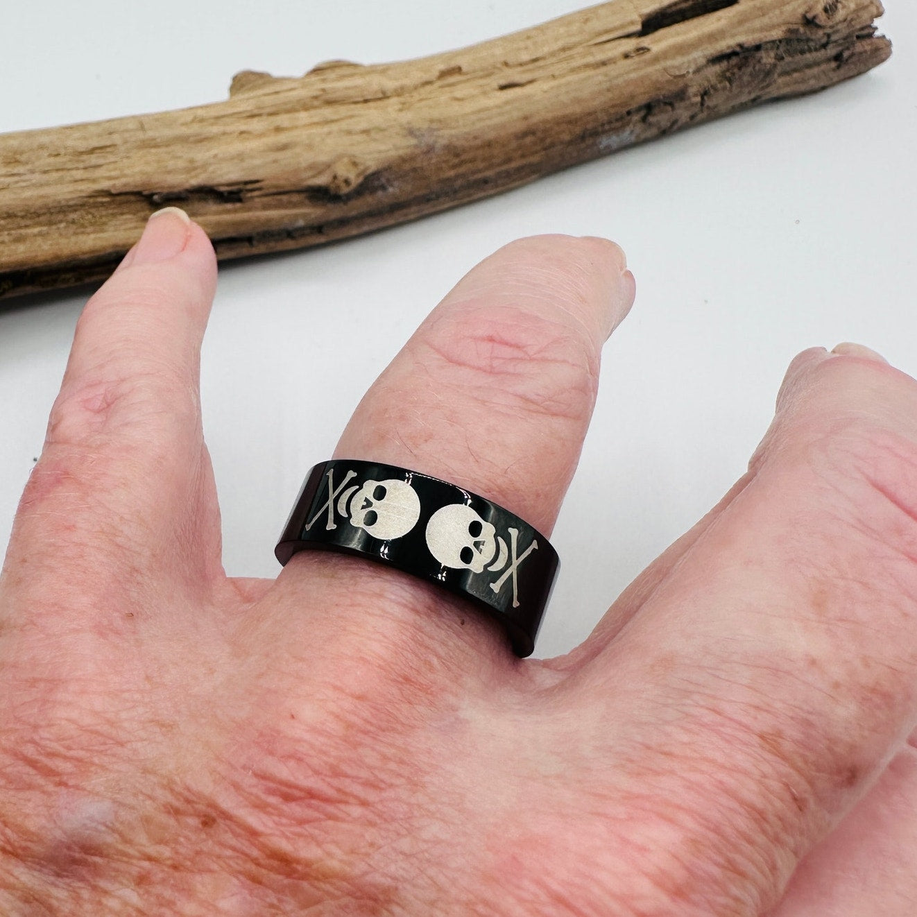 Two-Tone IP Black Stainless Steel Skull Ring