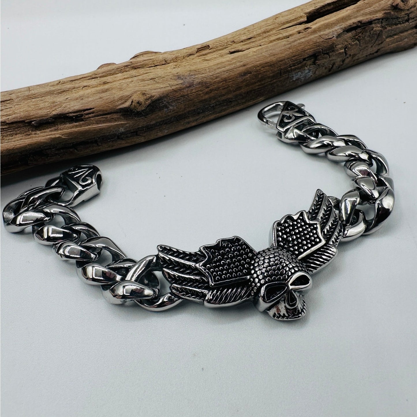 Punk Wings Skull Head Stainless Steel Bracelet