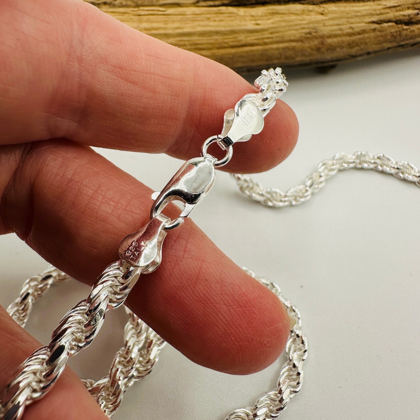 Solid Sterling Silver Italian Rope Chain Unisex
