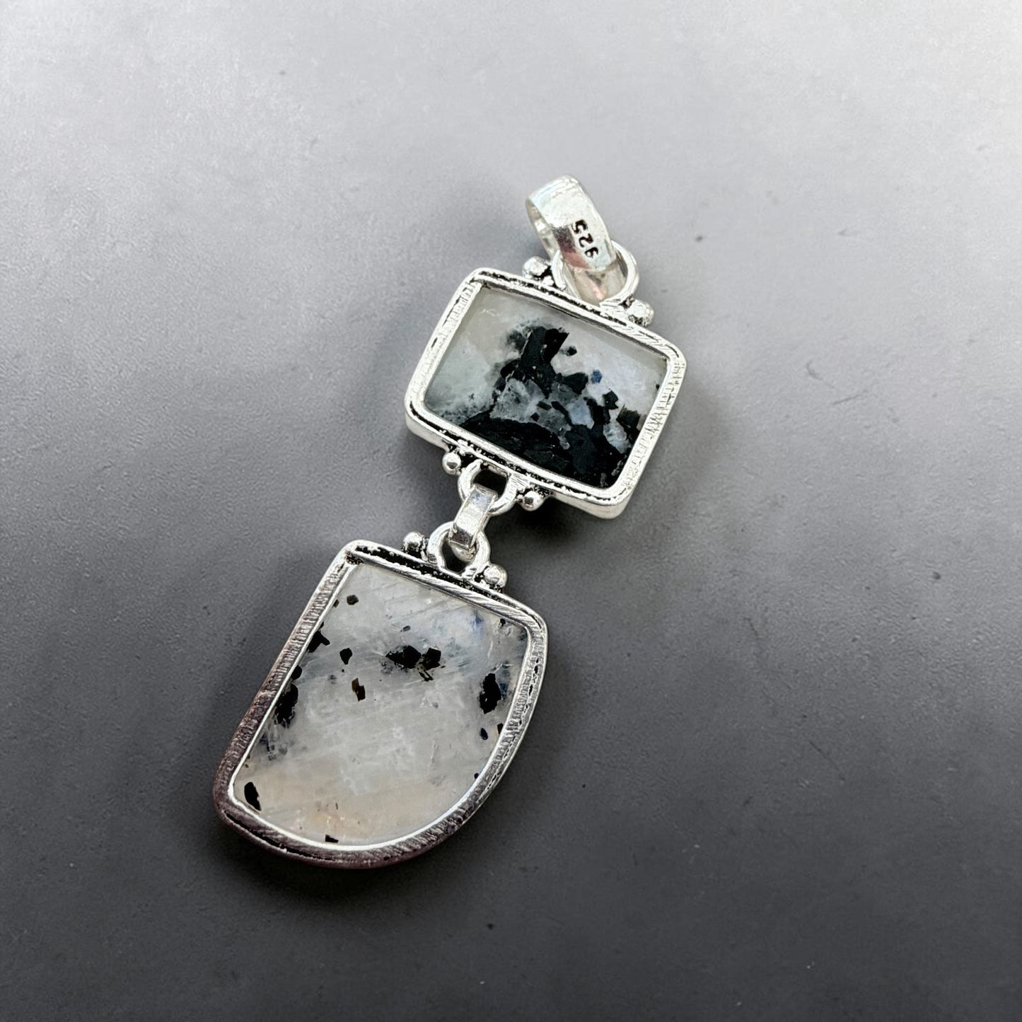 Rainbow Moonstone 925 Silver Plated Pendant