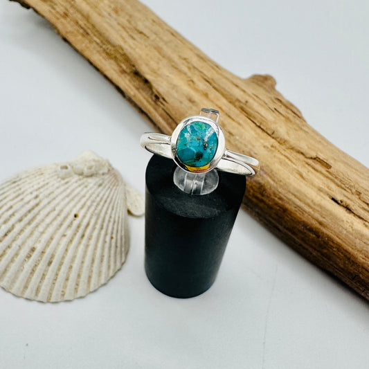 Sterling Silver Genuine Turquoise Ring, Boho Ring, Minimalist Ring