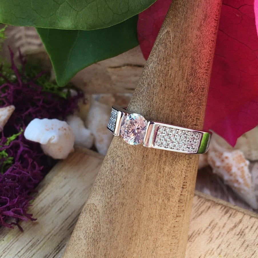 Sterling Silver Clear Round Engagement Ring 6,7,8