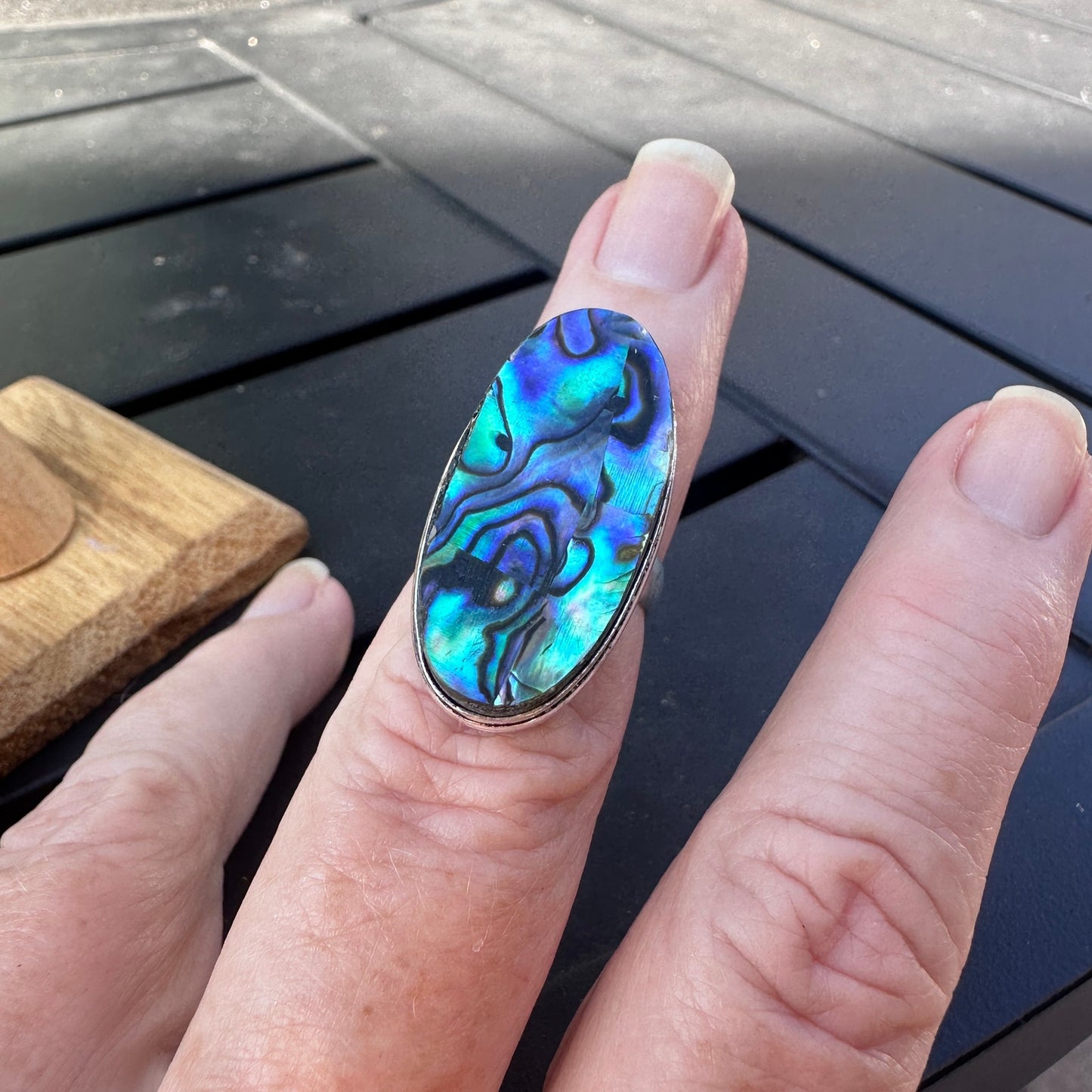 925 Sterling Plated Abalone Ring