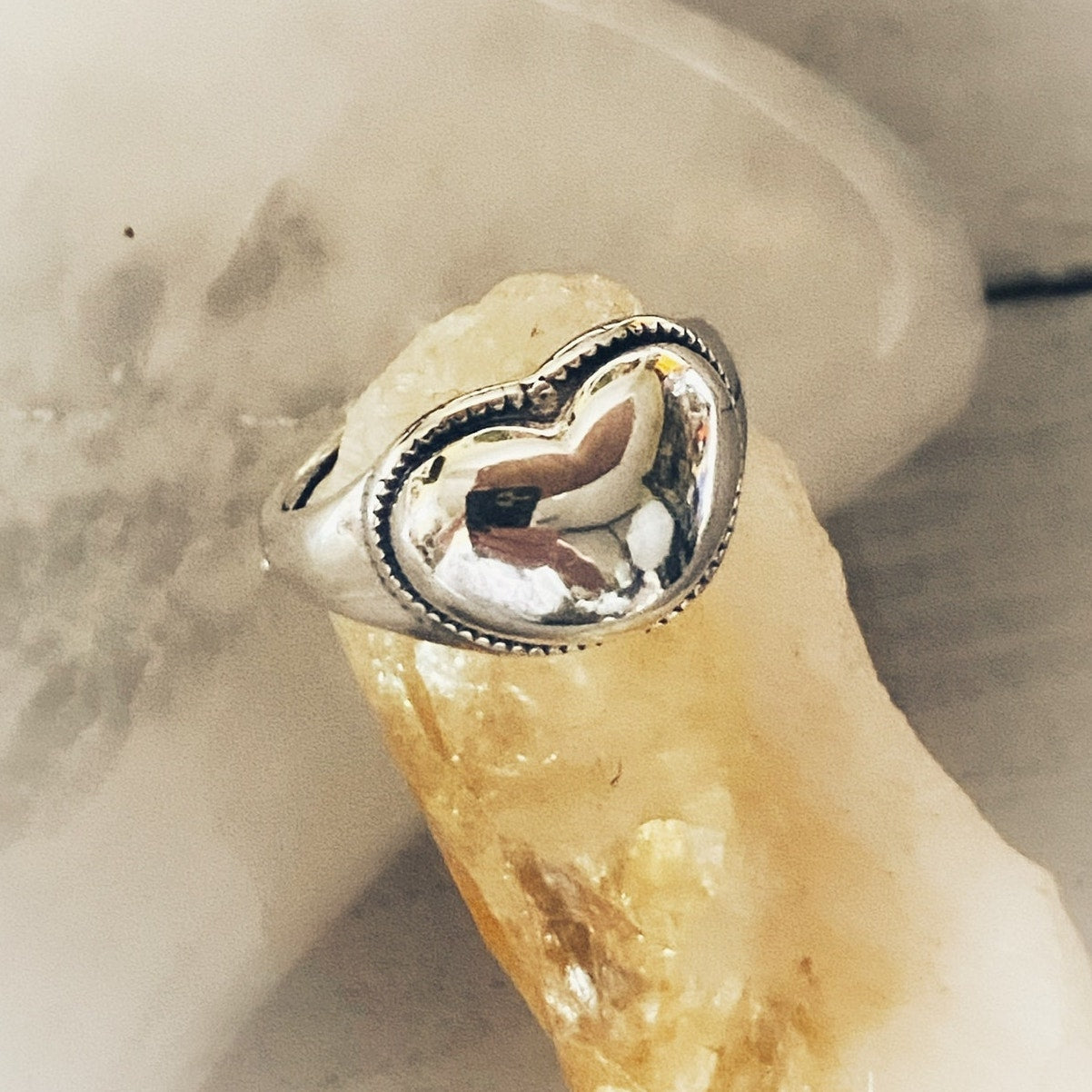 925 Sterling Silver Puff Heart Ring-Adjustable