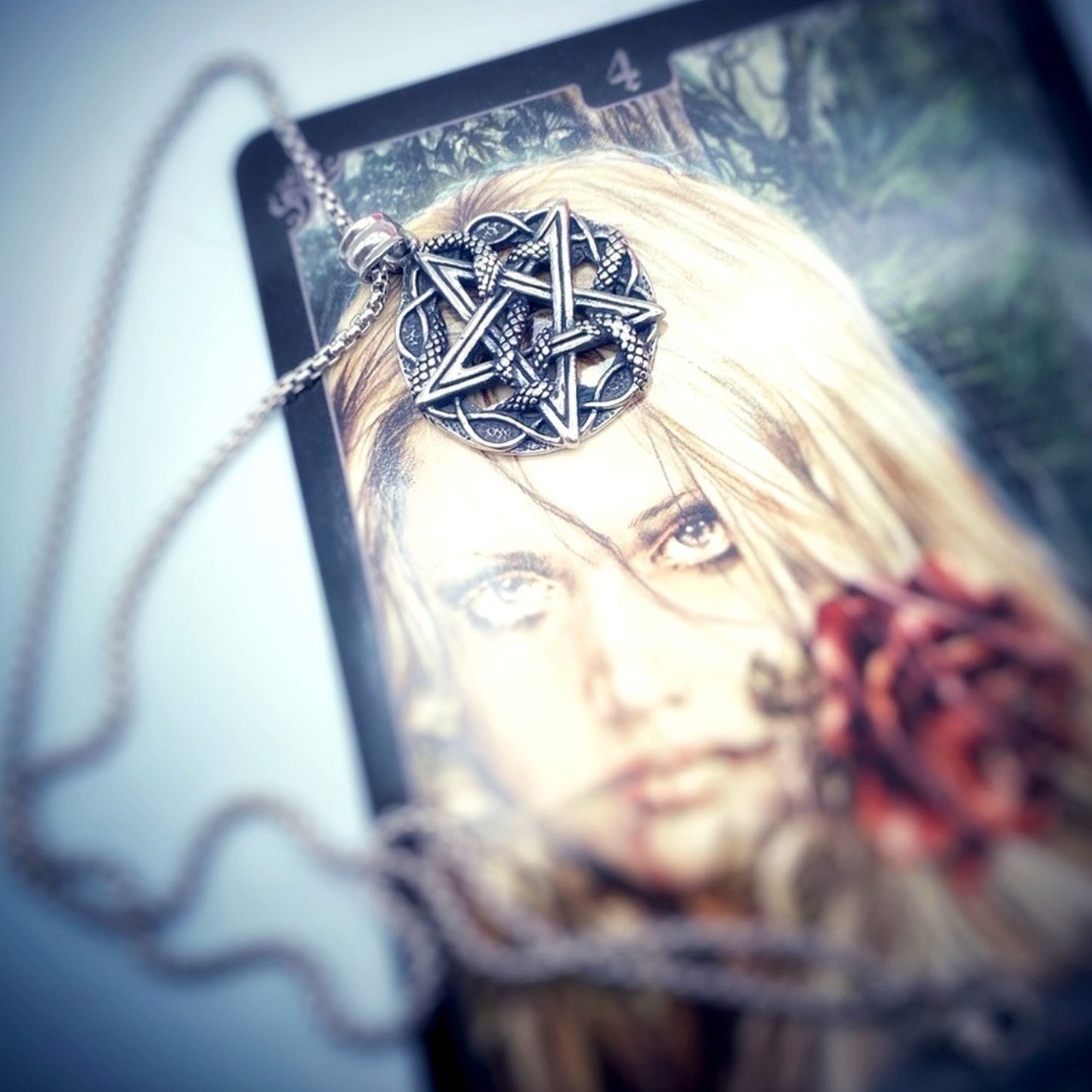 Pentagram Snake Stainless Steel Pendant Necklace Unisex