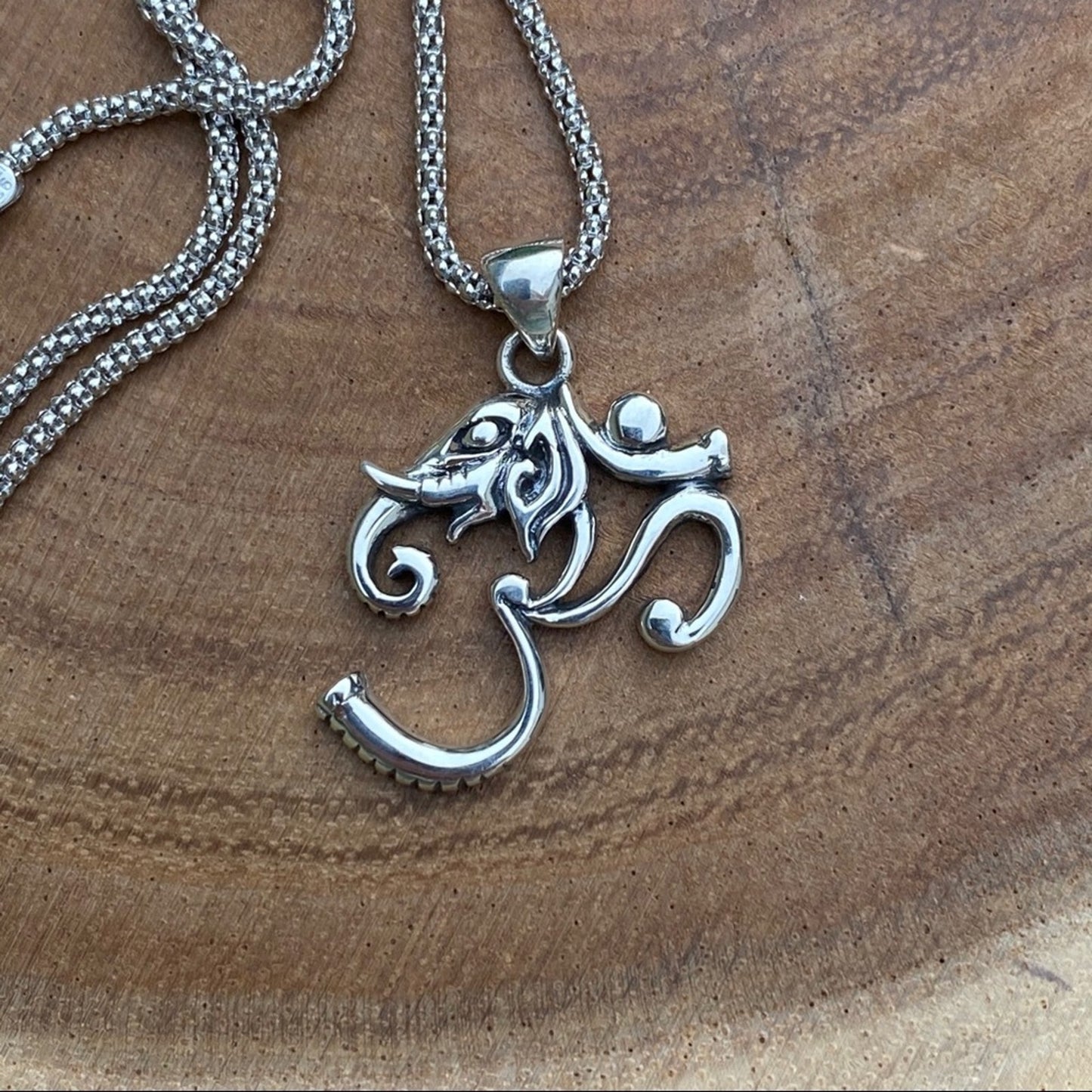 Sterling silver Om Elephant necklace