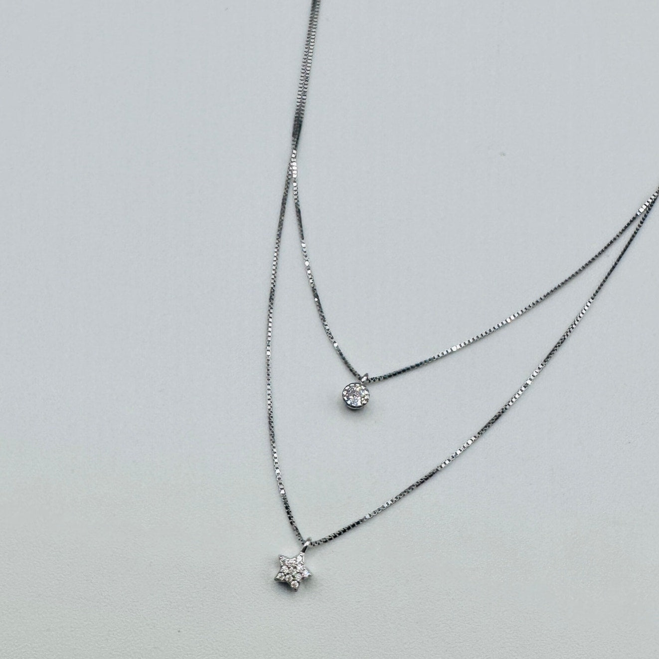 Sterling Silver Moon & Star Layered Necklace