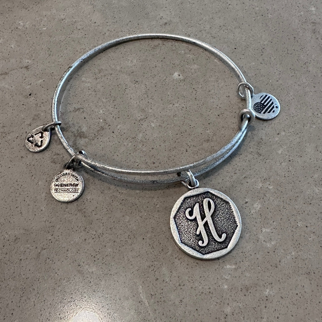 Alex and Ani Initial H Charm Bangle Bracelet