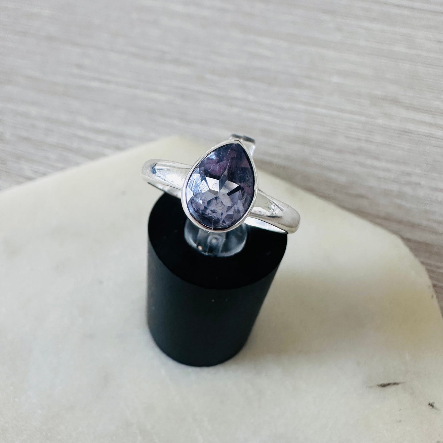 Lab Grown Color-change Alexandrite Sterling Silver Ring