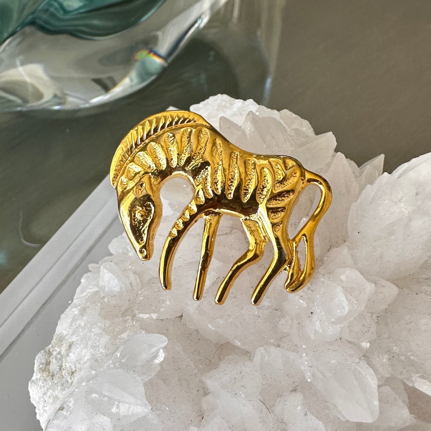 Vintage Gold Zebra Brooch