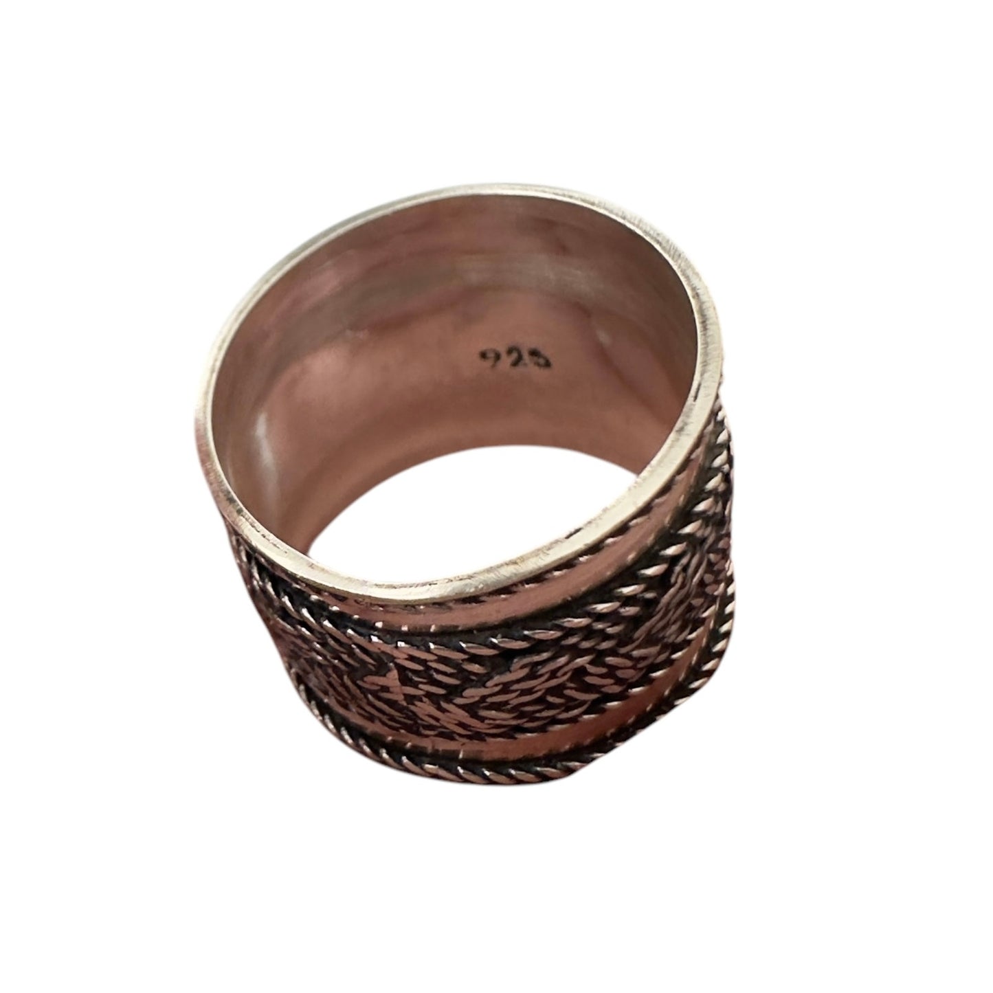 Sterling Silver Wide Band Bali Ring