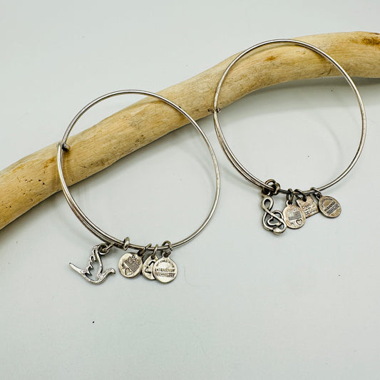 Alex & Ani Bangle Music Note and Dove Bracelet Set
