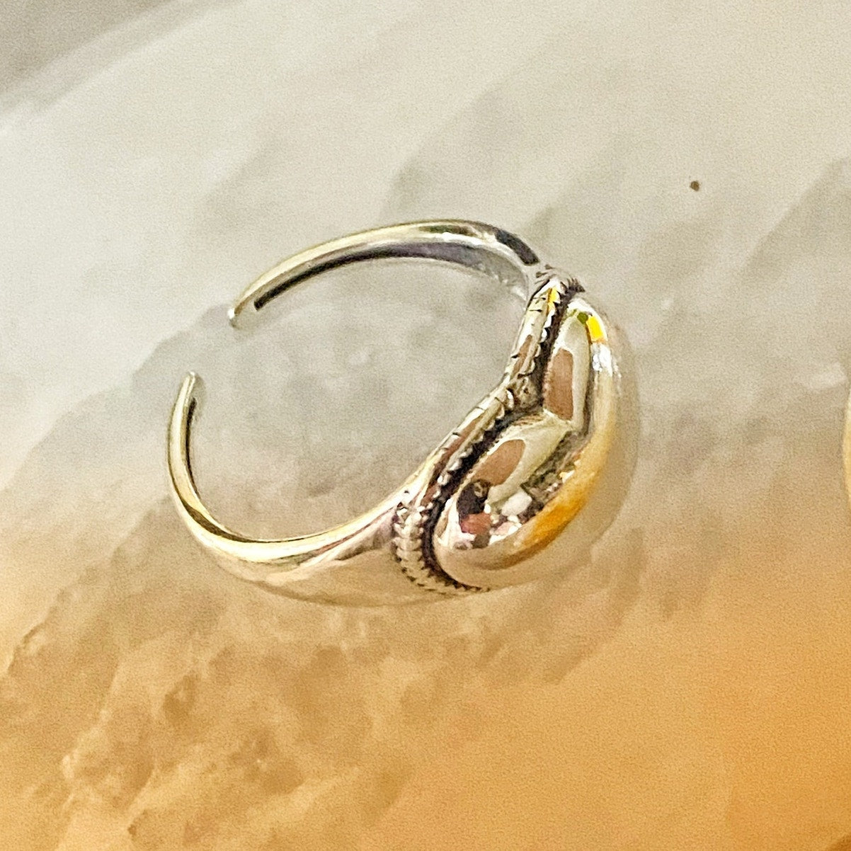 925 Sterling Silver Puff Heart Ring-Adjustable